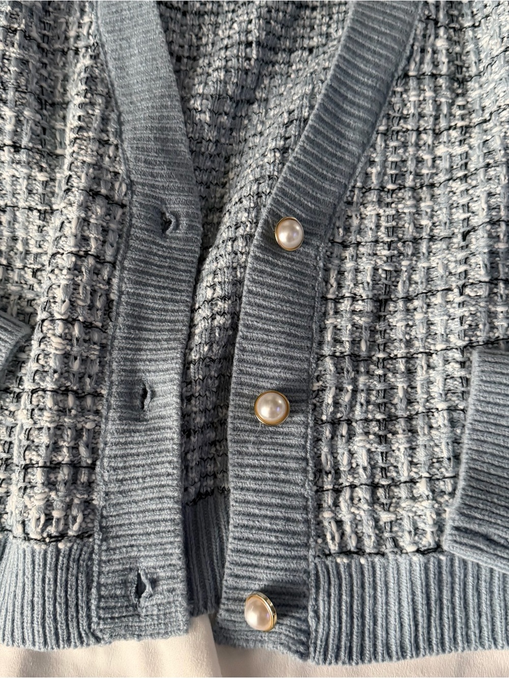Francesca’s Light Blue Tweed Cardigan - Picture 2 of 3
